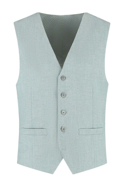 Pak aquagroen 3-delig gilet met knoopsluiting en moderne pasvorm voor formele gelegenheden.