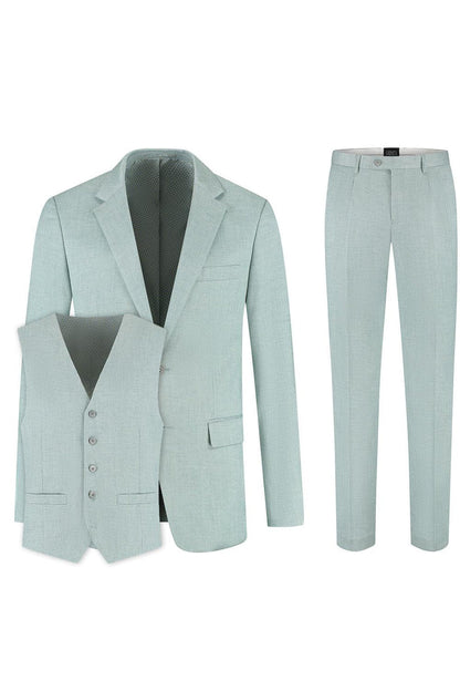Pak aquagroen 3-delig, modern fit, lang aquagroen pak voor formele gelegenheden.