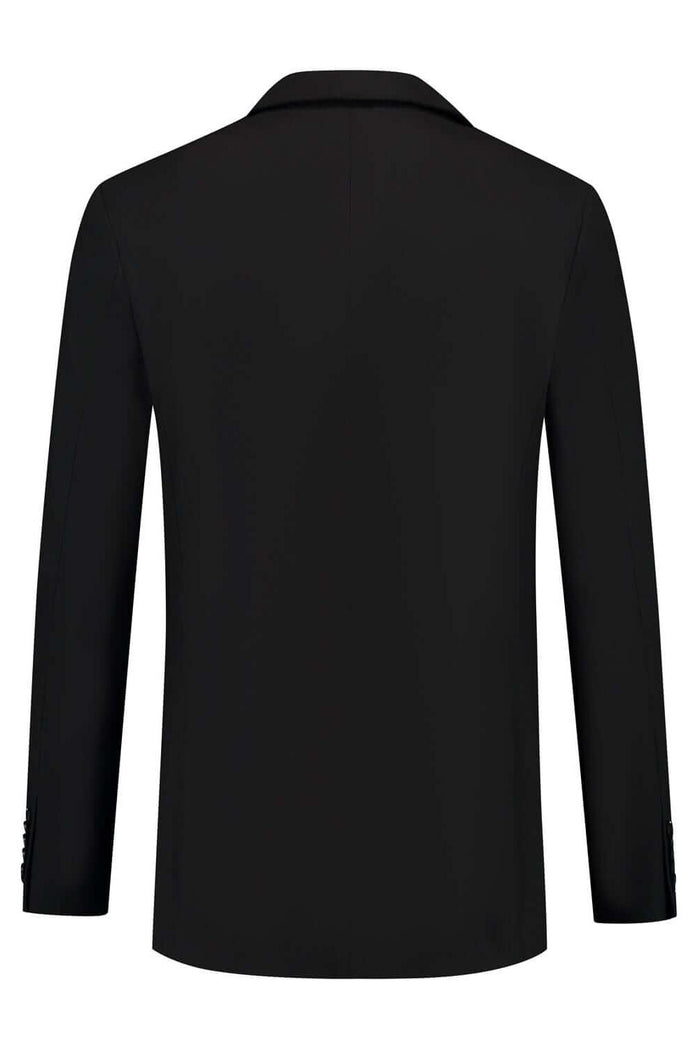 Colbert comfort stretch zwart MixMatch, zwarte blazer met comfort stretch en kreukbestendigheid, achteraanzicht.