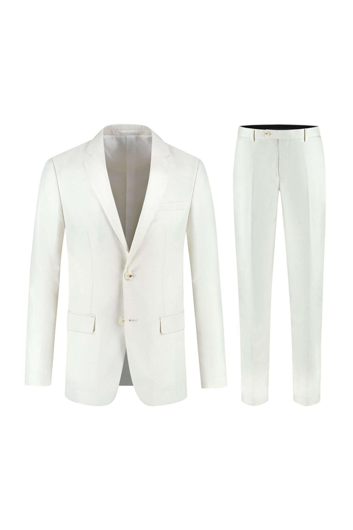 Pak ivoorwit 3-delig - stijlvolle witte blazer en broek set, perfect voor formele gelegenheden.