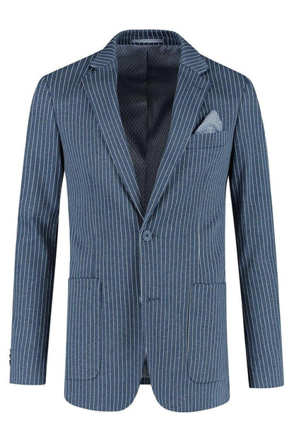 Pak krijtstreep denimblauw
