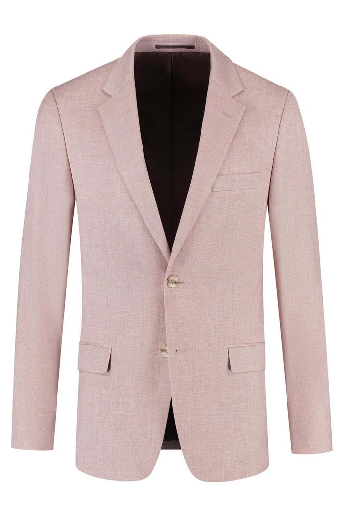 Pak lichtroze 3-delig: moderne lichtroze blazer met twee zakken, perfect voor lente en zomer.