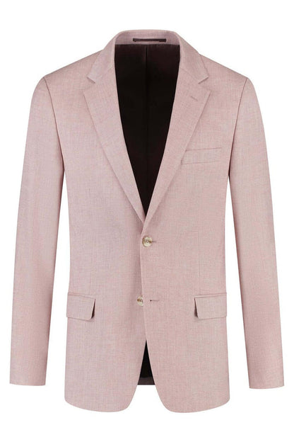 Pak lichtroze 3-delig: moderne lichtroze blazer met twee zakken, perfect voor lente en zomer.