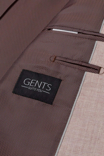 Pak lichtroze 3-delig binnenkant met label van GENTS Suits You, modern ontwerp.