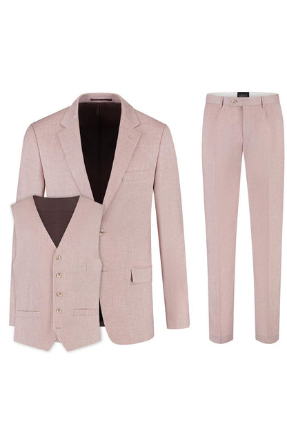 Pak lichtroze 3-delig set met blazer, vest en pantalon voor moderne lente en zomer outfits.