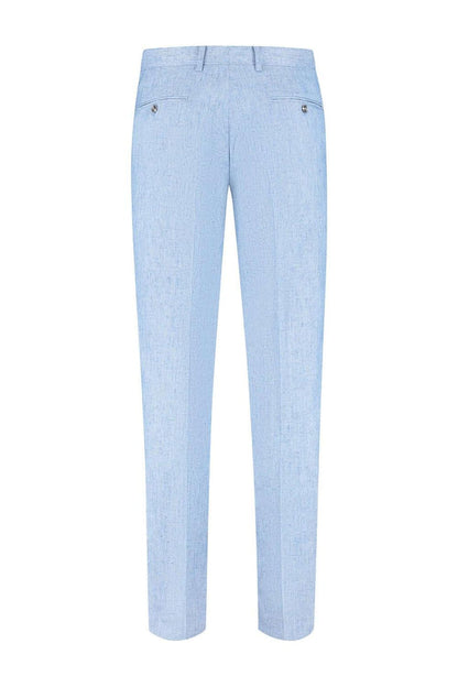 Pak linnenblend duifblauw broek met comfortabele stretch en verfijnde afwerking.