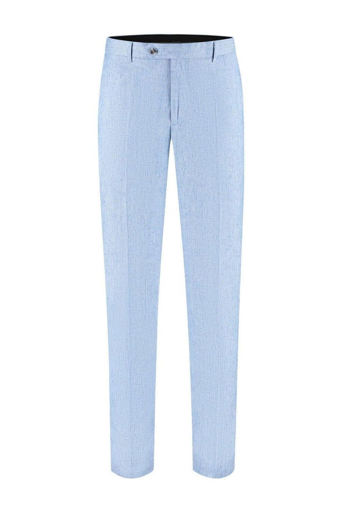 Pak linnenblend duifblauw stijlvolle broek met comfortabele stretch en verfijnde afwerking.