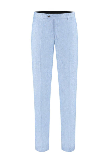 Pak linnenblend duifblauw stijlvolle broek met comfortabele stretch en verfijnde afwerking.