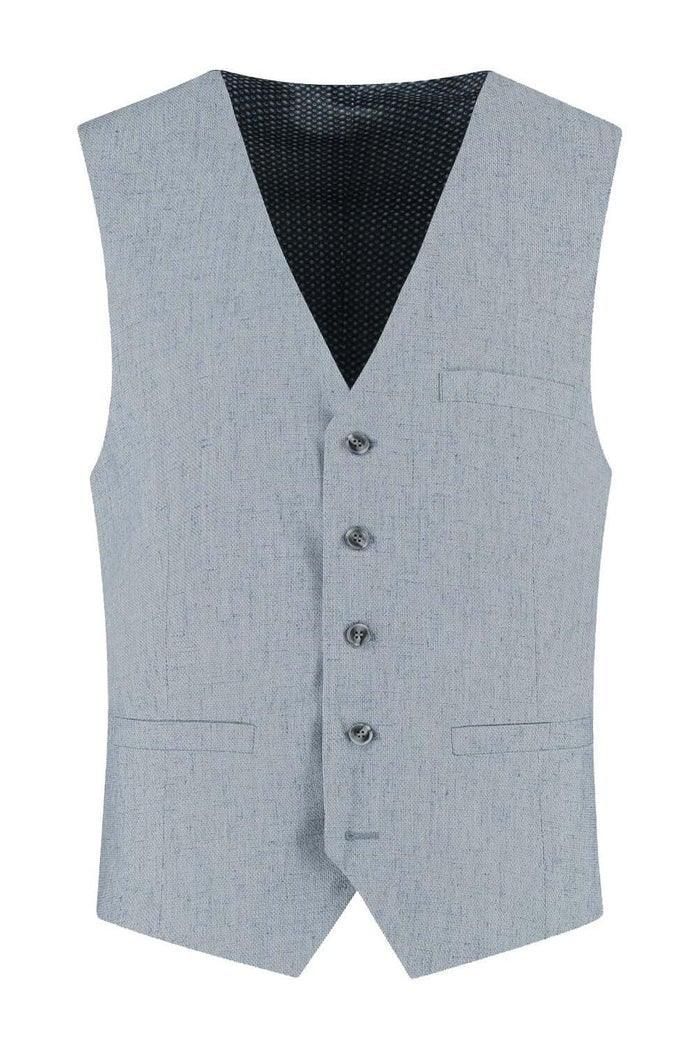 Gilet linnenblend mistgroen, ademend gilet met knopen en discrete zakken voor heren.