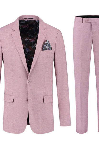 Pak linnenlook terrapink, tweedelig pak met elegante snit in terrapink kleur en schoudertas.