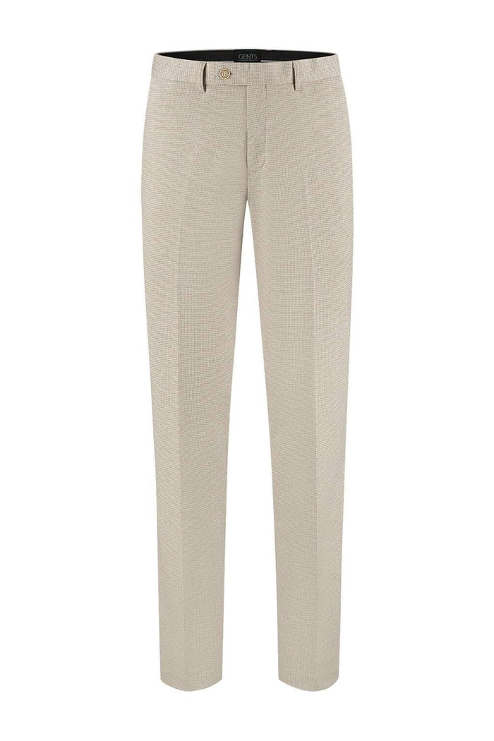 Pak pepita beige - moderne pasvorm beige pepita tweed pantalon voor een stijlvolle look.