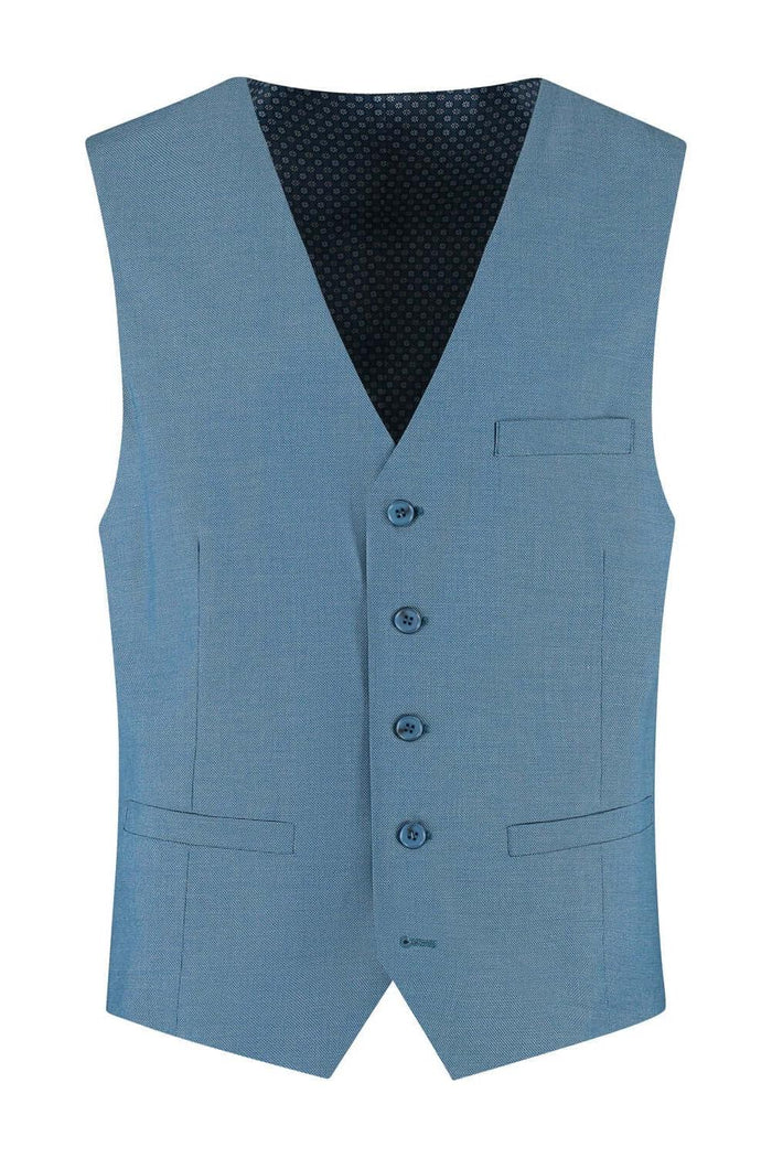 Gilet petrol blauw: petrolblauw gilet met knoopsluiting en functionele zakken.