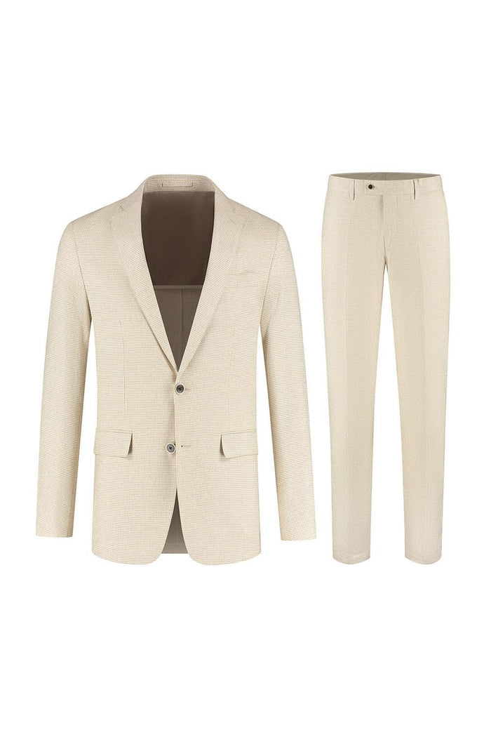 Pak pied-de-poule linnen-katoen beige