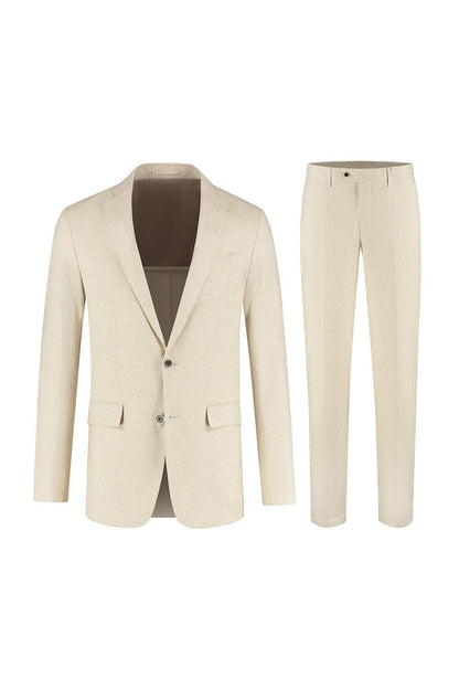 Pak pied-de-poule linnen-katoen beige
