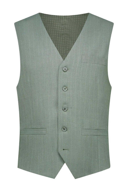 Pak pinstripe groen 3-delig vest in groen kleur met knopen en zak.
