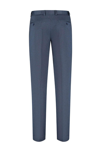 Pak Stretch Birdseye Blauw styling, achteraanzicht van het stijlvolle 2-delige stretchpak.