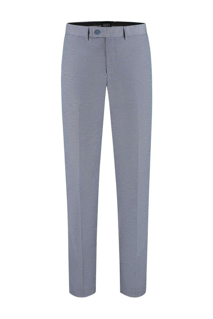Pak stretch blauwgrijs 2-delig herenbroek, modieus en comfortabel, perfect voor diverse gelegenheden.