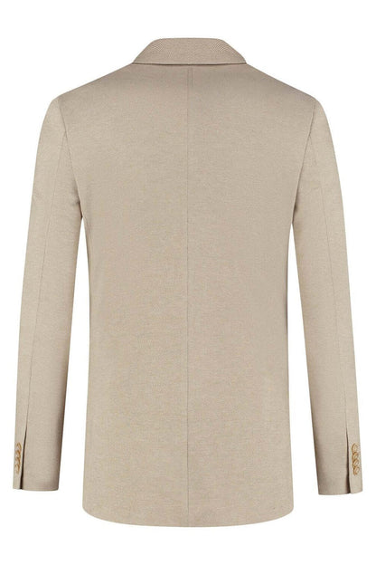 Pak stretch dune beige – achteraanzicht van beige stretchpak met nette afwerking.