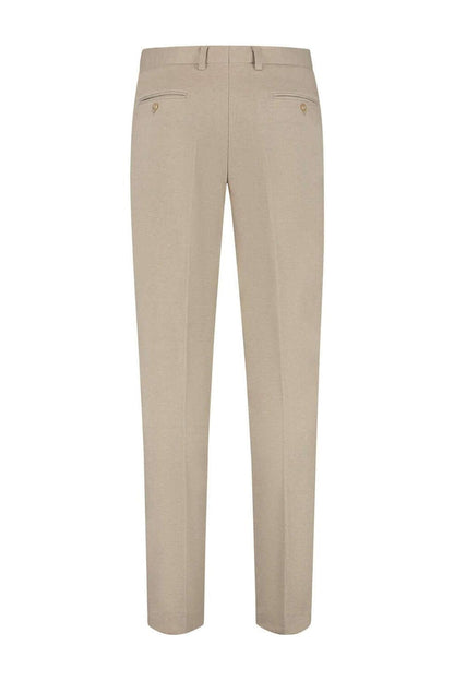 Pak stretch dune beige - lichtbeige stretchpak met nette afwerking, perfect voor een elegante look.