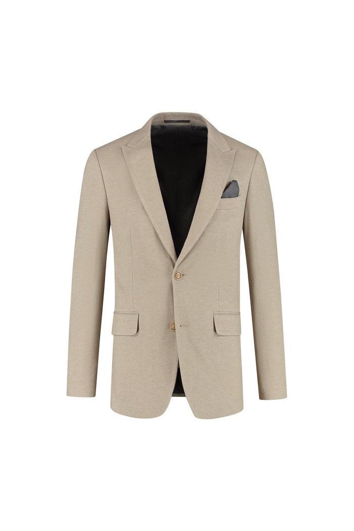 Pak stretch dune beige - beige stretchpak met nette afwerking, modern en stijlvol kostuumjacket