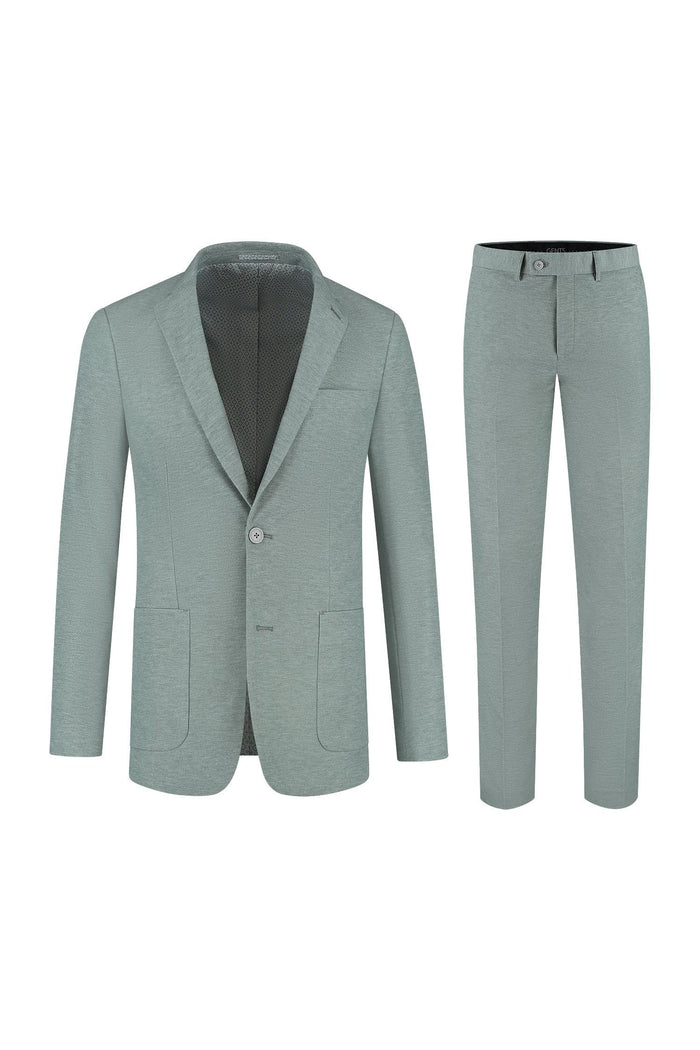 Pak stretch groen - slank en slim fit groen pak met stretch, perfect voor zakelijk en sociaal gebruik.