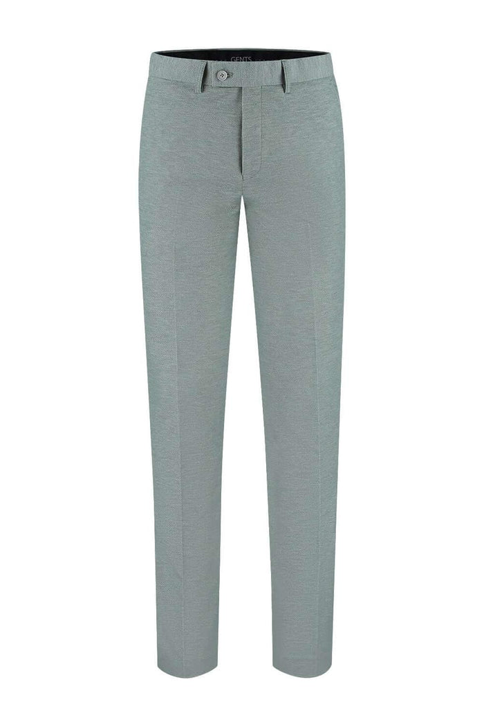 Pak stretch groen slim fit broek met stretch, ideaal voor zakelijk en sociaal gebruik.