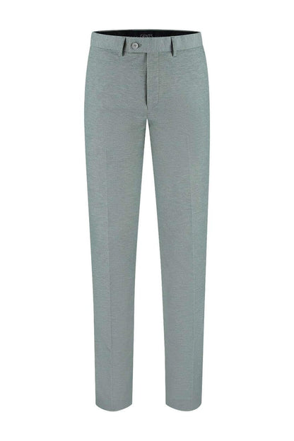 Pak stretch groen slim fit broek met stretch, ideaal voor zakelijk en sociaal gebruik.