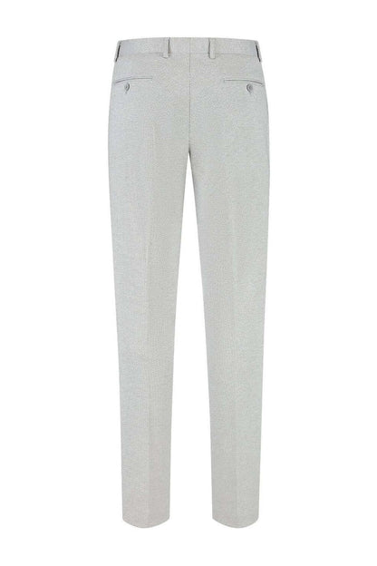 Pantalon stretch lichtgrijs met subtiele details en comfortabel draagcomfort, perfect voor elke gelegenheid.