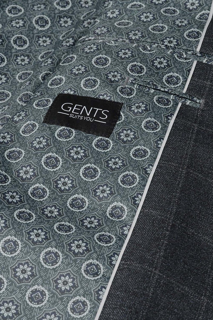 Pak stretch ruit blauw detail met Gent's label en modern patroon.