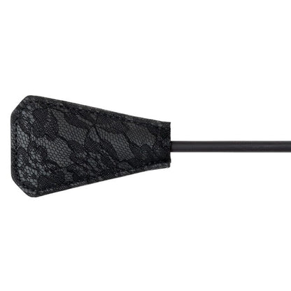 Paletă cu puf de gâdilat B-SERIES Fetish Feather Crop, pentru jocuri erotice BDSM, design cu dantelă, culoare negru