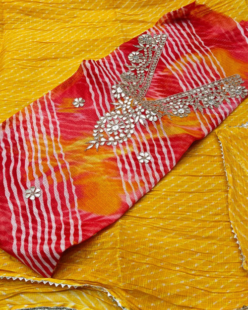 Indiehaat | Kota Cotton Silk Gota Patti Suit Multicolor