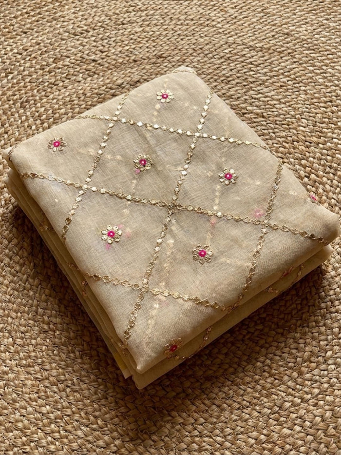 Pankhudi Gota Patti Off White Kota Cotton Saree