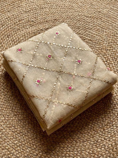 Pankhudi Gota Patti Off White Kota Cotton Saree