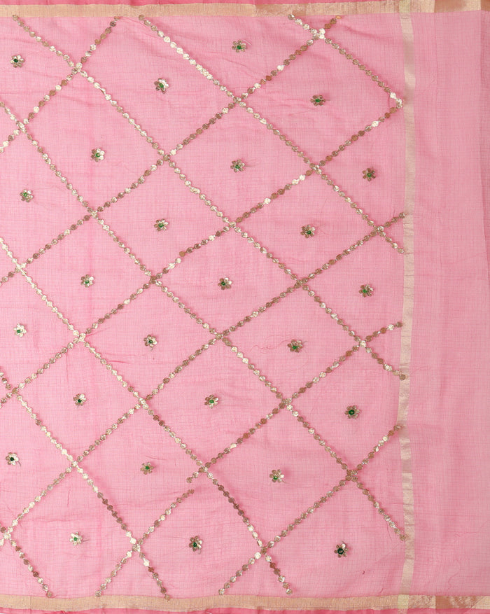 Pankhudi Gota Patti Pink Kota Cotton Saree