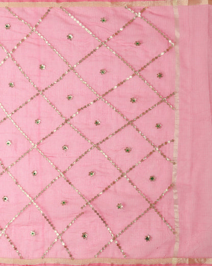 Pankhudi Gota Patti Pink Kota Cotton Saree