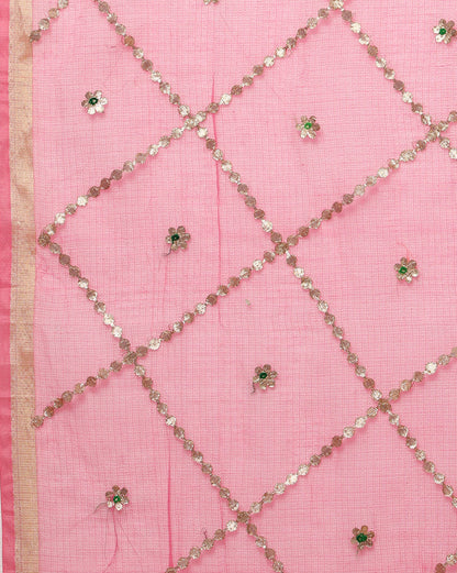 Pankhudi Gota Patti Pink Kota Cotton Saree