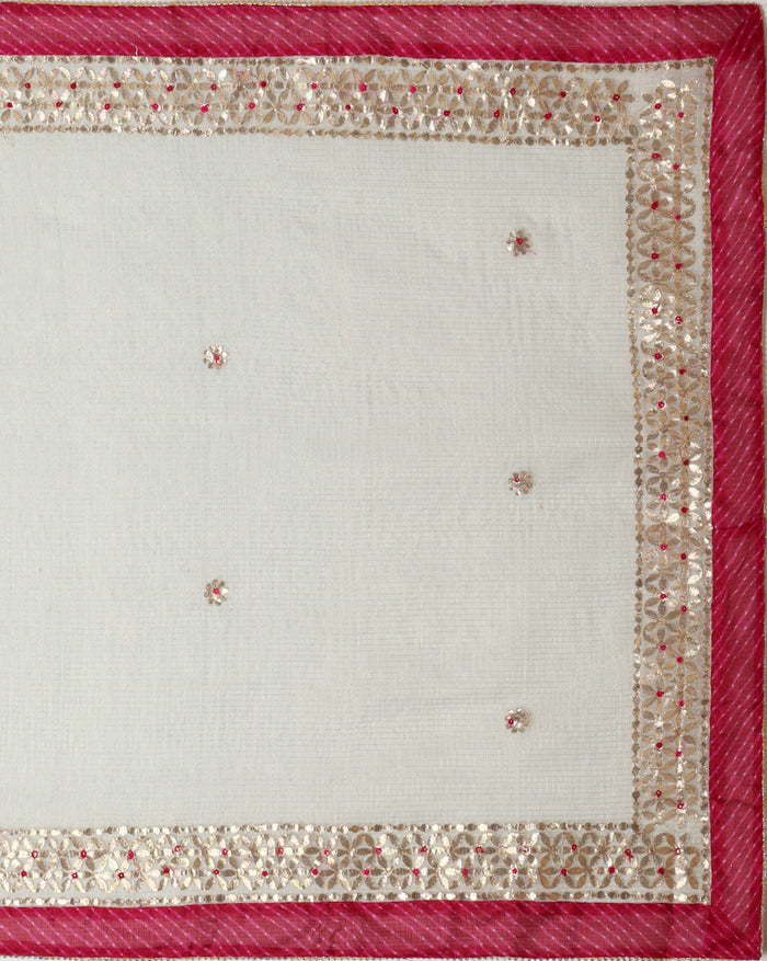Pankhudi Jugnu Checks Gota Patti Pale Gray Saree