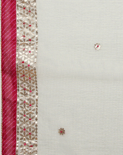 Pankhudi Jugnu Checks Gota Patti Pale Gray Saree