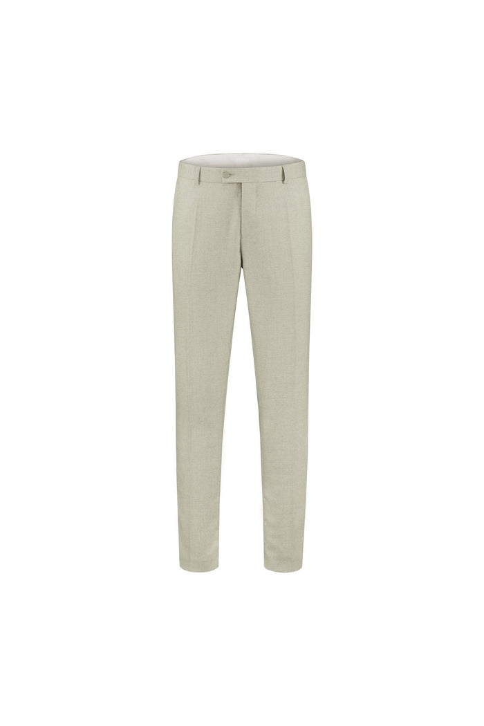 Pantalon lichtgroen, ademende katoen-linnen broek met praktische zakken.