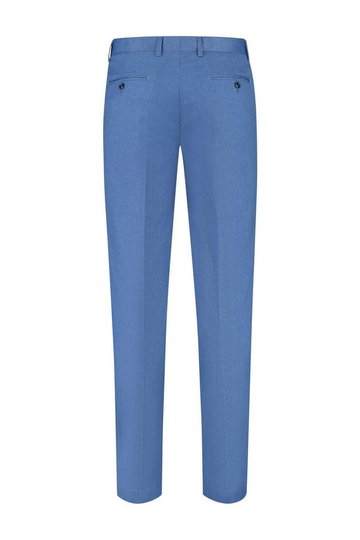 Pantalon linnenlook staalblauw