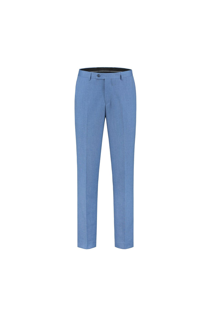 Pantalon linnenlook staalblauw