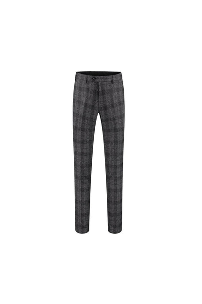 Pantalon ruit grijs: grijze ruit pantalon met riemlussen en steekzakken.