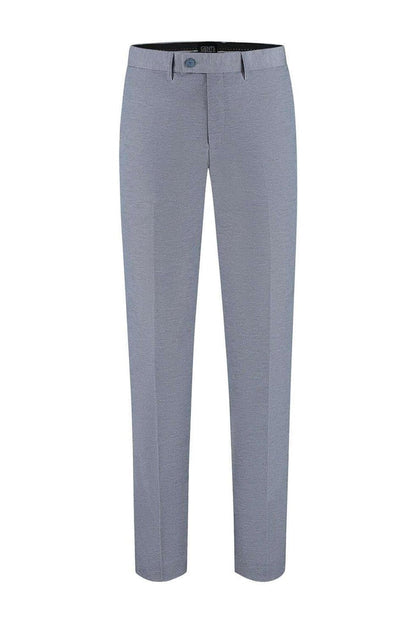 Pak stretch blauwgrijs 2-delig herenbroek, modieus en comfortabel, perfect voor diverse gelegenheden.