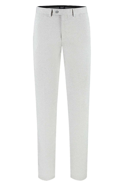 Pantalon stretch lichtgrijs, comfortabele stretchbroek met subtiele details in lichtgrijs.