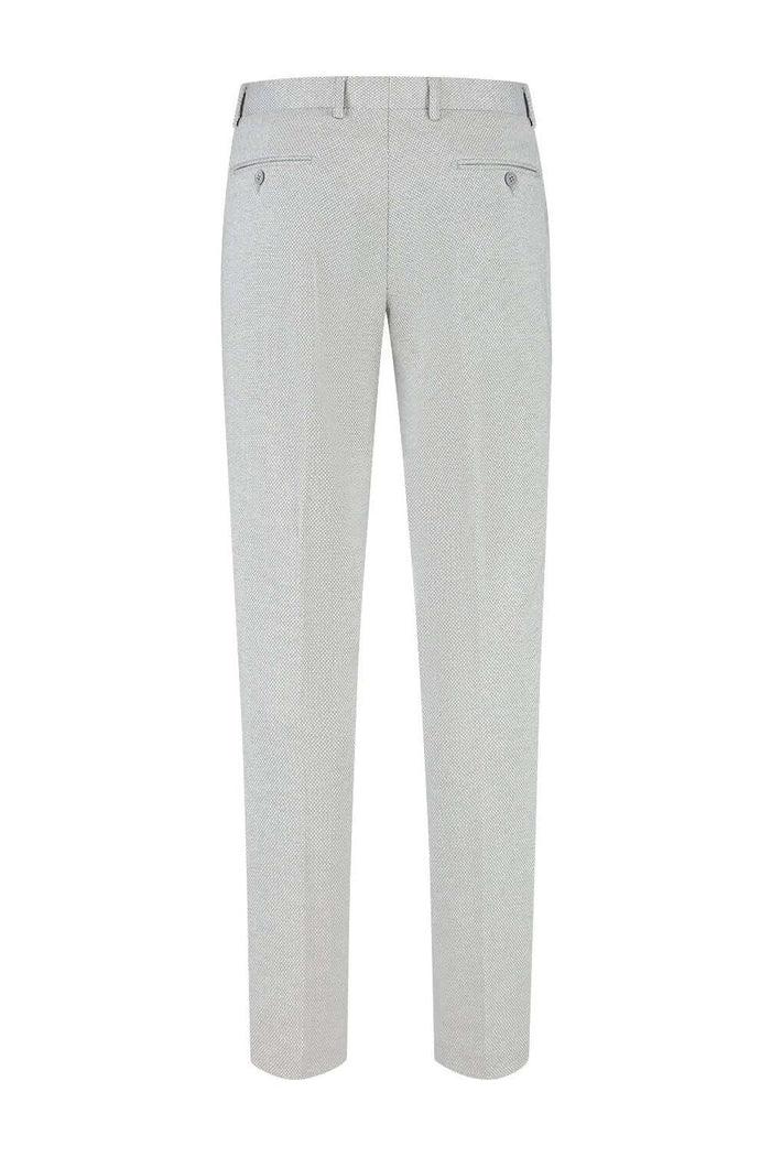 Pantalon stretch lichtgrijs met subtiele details en comfortabel draagcomfort, perfect voor elke gelegenheid.