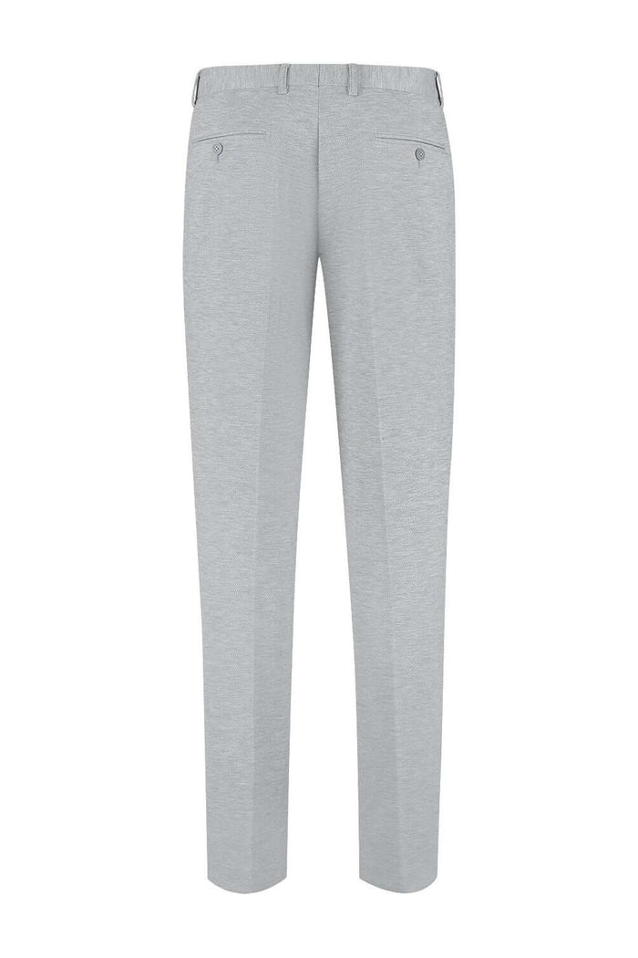 Pantalon stretch pique melange grijs, grijze melange stretchbroek met comfortabele pasvorm en veelzijdigheid.