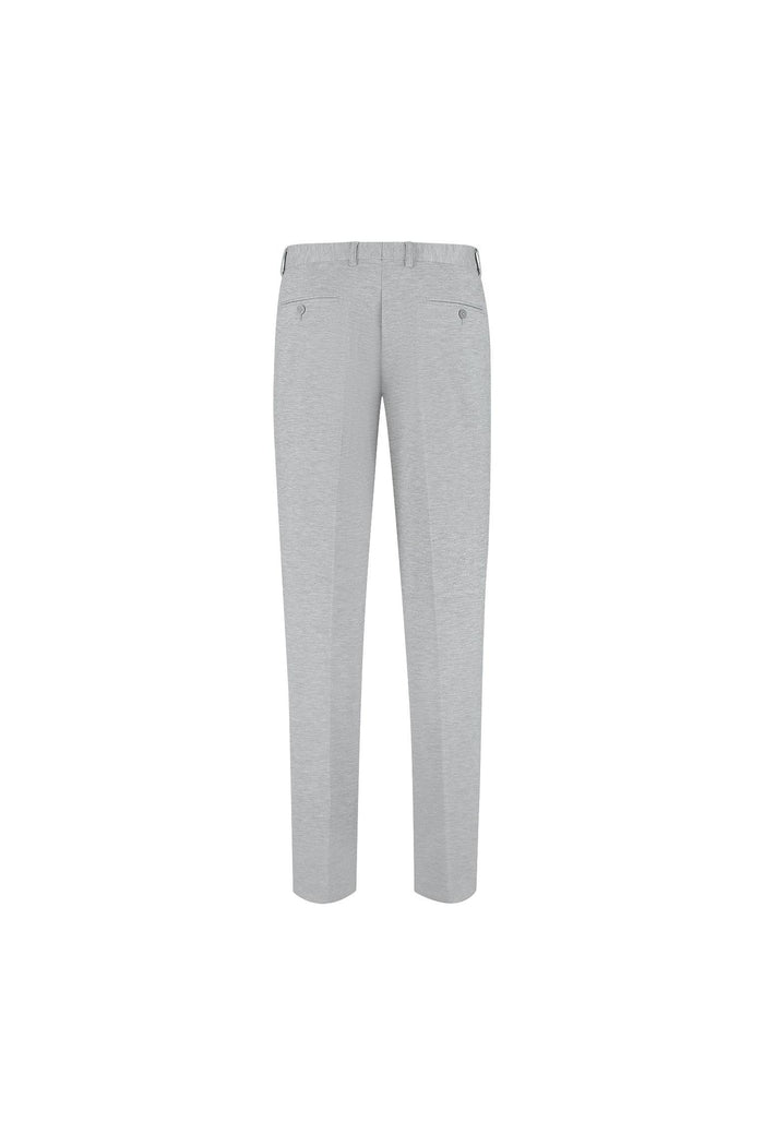 Pantalon stretch pique melange grijs, comfortabele grijze melange stretchbroek met veelzijdigheid.