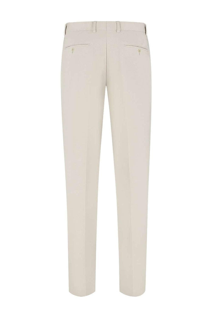 Pantalon stretch pique zand, zandkleurige stretch-pique broek met comfortabele pasvorm.