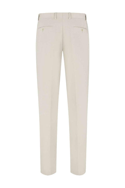 Pantalon stretch pique zand, zandkleurige stretch-pique broek met comfortabele pasvorm.