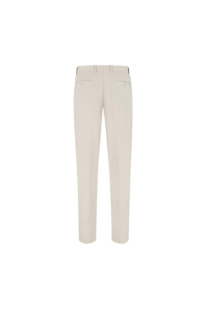 Pantalon stretch pique zand - zandkleurige stretch-pique broek voor daglang comfort.